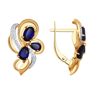 Серьги из золота с полудрагоценными вставками