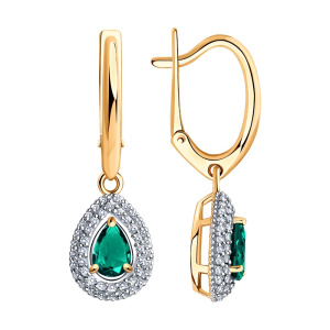 Серьги из золота с цветными драгоценными вставками