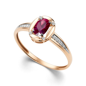 Кольцо из золота с цветными драгоценными вставками