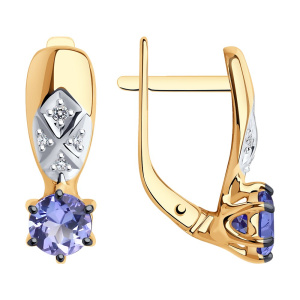 Серьги из золота с цветными драгоценными вставками