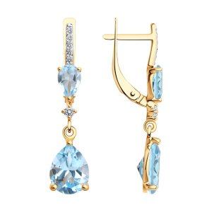 Серьги из золота с полудрагоценными вставками