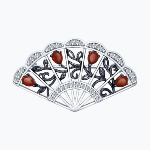 Брошь из серебра с полудрагоценными вставками