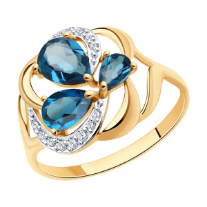 Кольцо из золота с полудрагоценными вставками