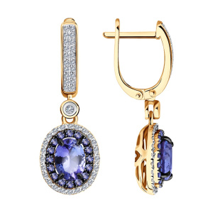 Серьги из золота с цветными драгоценными вставками