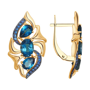 Серьги из золота с полудрагоценными вставками