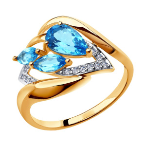 Кольцо из золота с полудрагоценными вставками