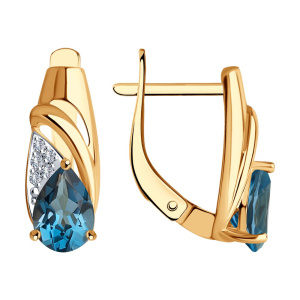 Серьги из золота с полудрагоценными вставками