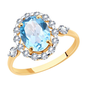 Кольцо из золота с полудрагоценными вставками