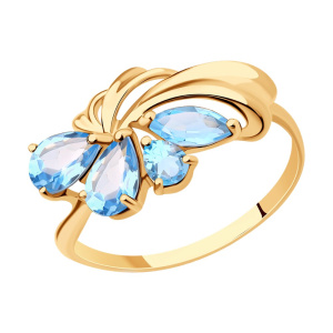 Кольцо из золота с полудрагоценными вставками