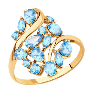 Кольцо из золота с полудрагоценными вставками