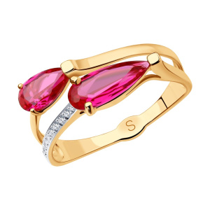 Кольцо из золота с полудрагоценными вставками