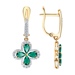 Серьги из золота с цветными драгоценными вставками