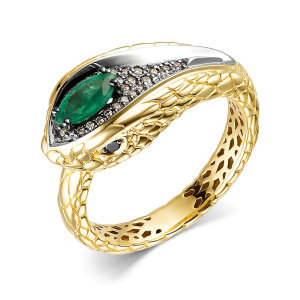 Кольцо из золота с цветными драгоценными вставками