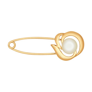 Брошь из золота с полудрагоценными вставками