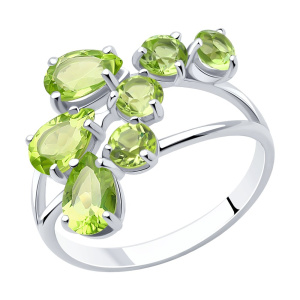 Кольцо из серебра с полудрагоценными вставками