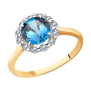 Кольцо из золота с полудрагоценными вставками