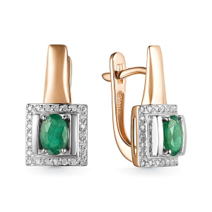 Серьги из золота с цветными драгоценными вставками