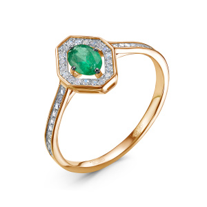 Кольцо из золота с цветными драгоценными вставками