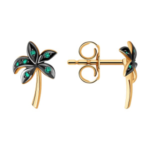 Серьги из золота с цветными драгоценными вставками