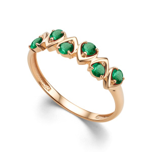 Кольцо из золота с цветными драгоценными вставками