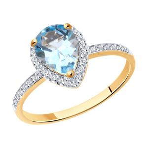 Кольцо из золота с полудрагоценными вставками