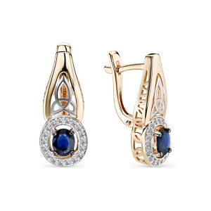 Серьги из золота с цветными драгоценными вставками