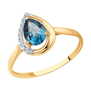 Кольцо из золота с полудрагоценными вставками