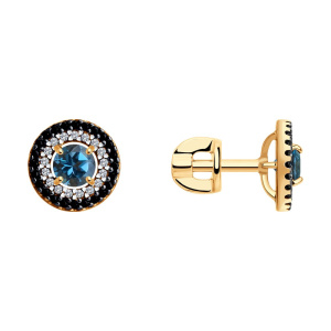 Пуссеты из золота с полудрагоценными вставками