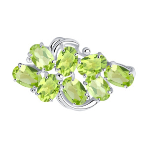 Брошь из серебра с полудрагоценными вставками