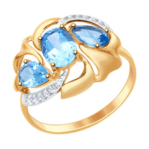 Кольцо из золота с полудрагоценными вставками