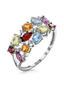 Кольцо из серебра с полудрагоценными вставками