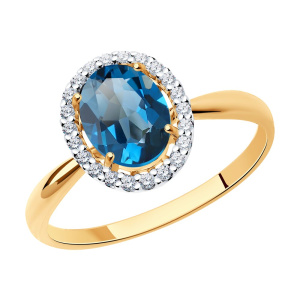 Кольцо из золота с полудрагоценными вставками