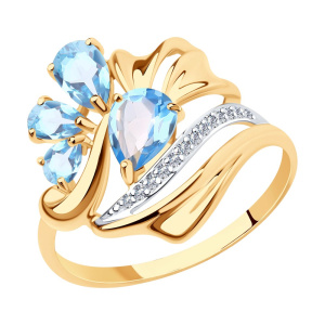 Кольцо из золота с полудрагоценными вставками