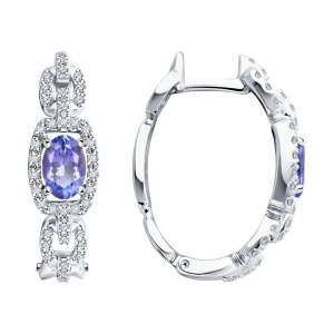 Серьги из золота с цветными драгоценными вставками