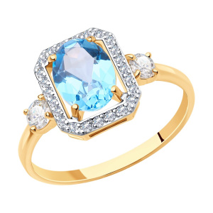 Кольцо из золота с полудрагоценными вставками