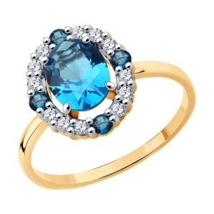 Кольцо из золота с полудрагоценными вставками