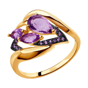 Кольцо из золота с полудрагоценными вставками