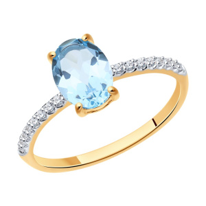 Кольцо из золота с полудрагоценными вставками