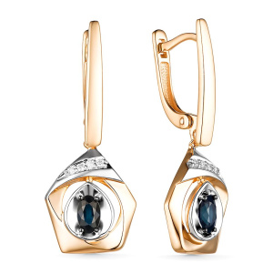 Серьги из золота с цветными драгоценными вставками