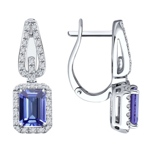 Серьги из золота с цветными драгоценными вставками