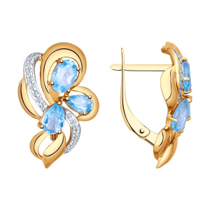 Серьги из золота с полудрагоценными вставками