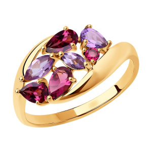 Кольцо из золота с полудрагоценными вставками