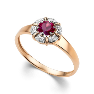 Кольцо из золота с цветными драгоценными вставками