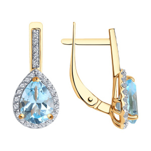 Серьги из золота с полудрагоценными вставками