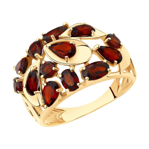 Кольцо из золота с полудрагоценными вставками