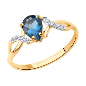 Кольцо из золота с полудрагоценными вставками