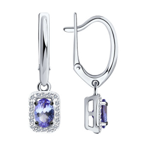 Серьги из золота с цветными драгоценными вставками