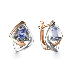 Серьги из золота с цветными драгоценными вставками