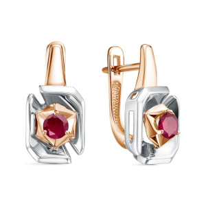 Серьги из золота с цветными драгоценными вставками