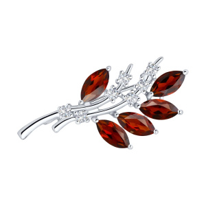 Брошь из серебра с полудрагоценными вставками